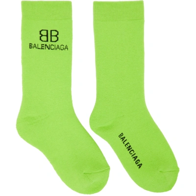 Shop Balenciaga Green & Black Bb Socks In 3160 Green
