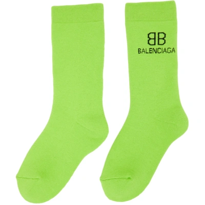 Shop Balenciaga Green & Black Bb Socks In 3160 Green