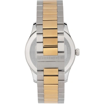 Shop Gucci Silver & Gold G-timeless Watch In Silver/gold