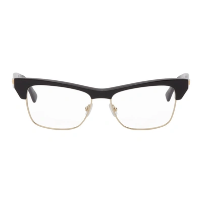 Shop Bottega Veneta Black & Silver Cat-eye Glasses In 001 Black