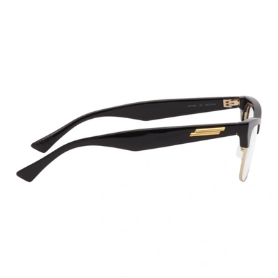 Shop Bottega Veneta Black & Silver Cat-eye Glasses In 001 Black