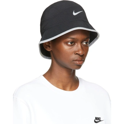 Shop Nike Black Dri-fit Perforated Running Bucket Hat In 010 Black