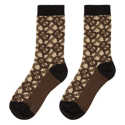 Shop Burberry Brown Monogram Socks In Bridle Brow