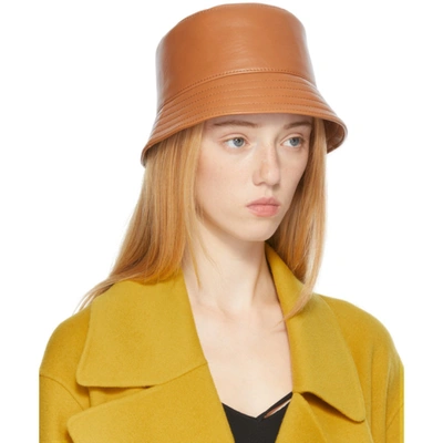 Shop Loewe Tan Calfskin Bucket Hat In 2530 Tan