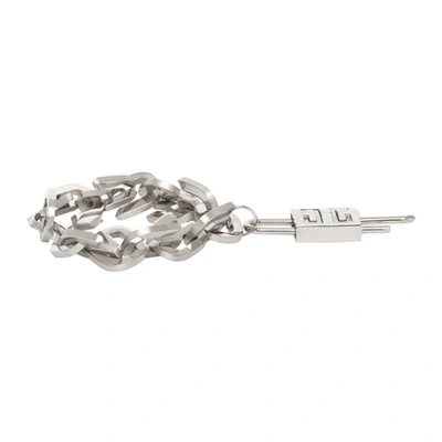 Shop Givenchy Silver G Link Padlock Bracelet In 040 Silver Grey