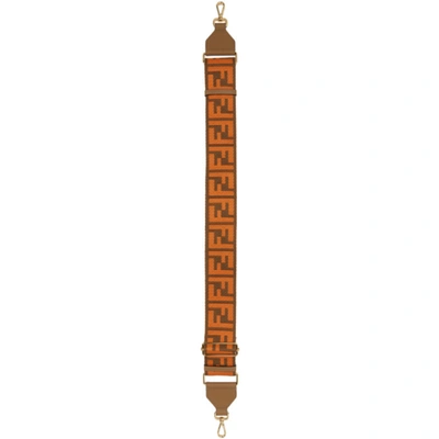 Shop Fendi Brown & Orange 'forever ' Bag Strap In F1e87 Brown