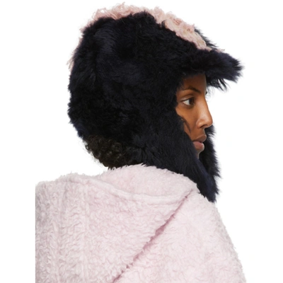Shop Marni Black & Pink Shearling Earflap Hat In Spc09 Light Pink