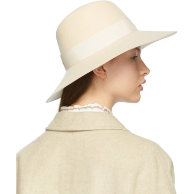Shop Maison Michel Off-white Felt Kate Fedora In Seed Pearl