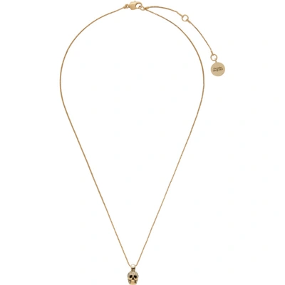 Shop Alexander Mcqueen Gold Pavé Skull Necklace In 2076 0468