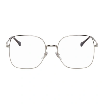 Shop Gucci Silver Rectangular Horsebit Glasses In 003 Gold