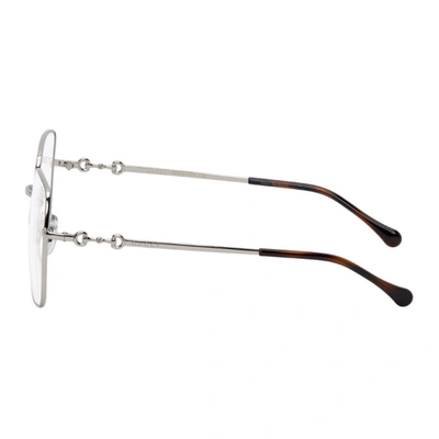Shop Gucci Silver Rectangular Horsebit Glasses In 003 Gold