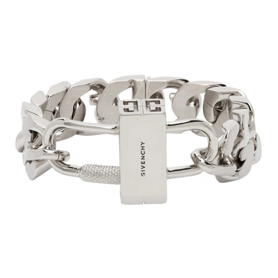 Shop Givenchy Silver G Chain Lock Bracelet In 040 Silvery