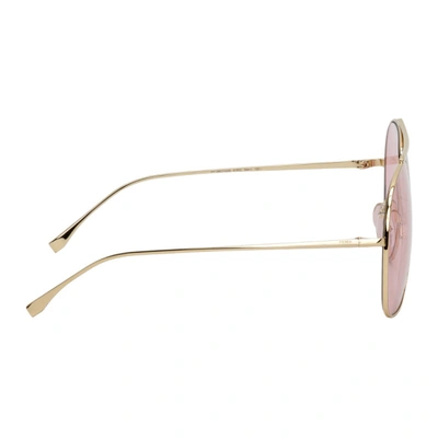 Shop Fendi Gold & Pink ' Fabulous' Sunglasses In 0eyr Pink