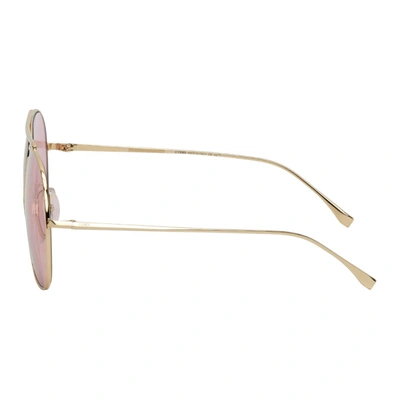 Shop Fendi Gold & Pink ' Fabulous' Sunglasses In 0eyr Pink