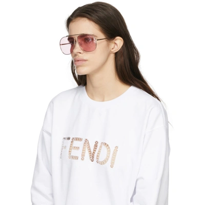 Shop Fendi Gold & Pink ' Fabulous' Sunglasses In 0eyr Pink