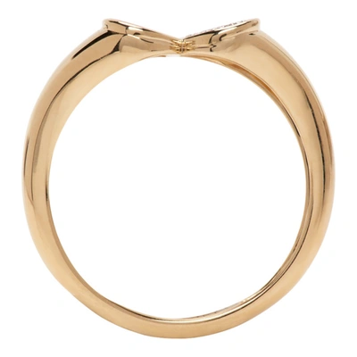 Shop Adina Reyter Gold & Black Ceramic Pavé Folded Heart Ring In Gold/onyx