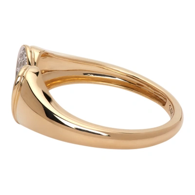 Shop Adina Reyter Gold & Black Ceramic Pavé Folded Heart Ring In Gold/onyx