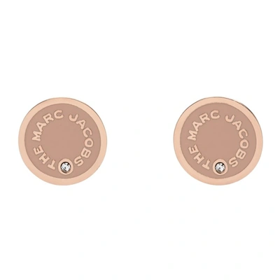MARC JACOBS ROSE GOLD & PINK 'THE MEDALLION' STUD EARRINGS 