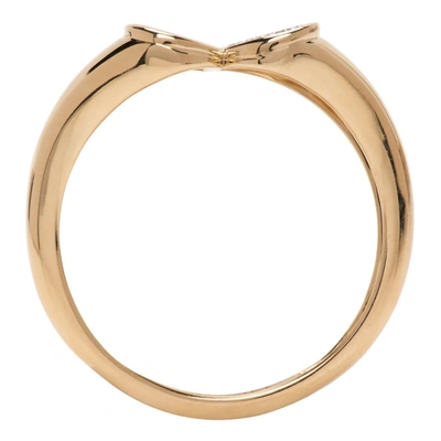 Shop Adina Reyter Gold & Pink Ceramic Pavé Folded Heart Ring In Gold/pink