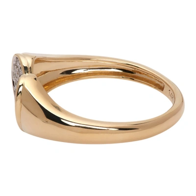Shop Adina Reyter Gold & Pink Ceramic Pavé Folded Heart Ring In Gold/pink