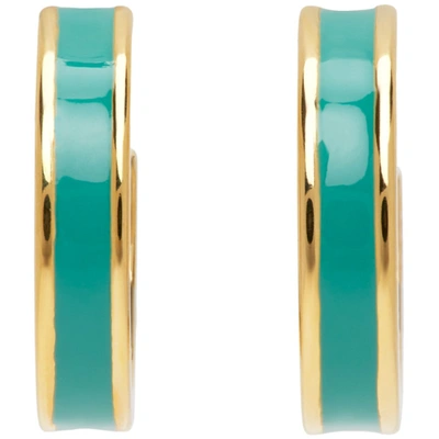 Shop Isabel Marant Gold & Green Casablanca Loop Earrings In 30pa Pacific