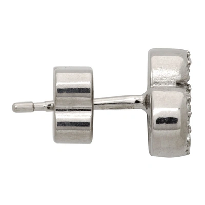 Shop Balenciaga Silver Xs Bb Stud Earrings In 7155 Silver/crystal