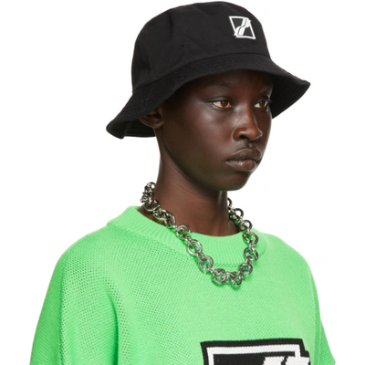 We11 Done Black Square Logo Bucket Hat In Black