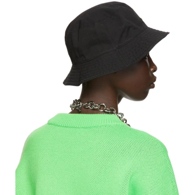 We11 Done Black Square Logo Bucket Hat In Black
