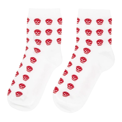 Shop Alexander Mcqueen White & Red Multiskull Socks In 9074 Wht/re