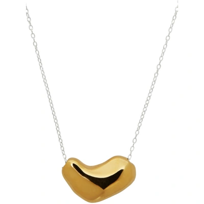 Shop Agmes Silver & Gold Small Sculpted Heart Pendant Necklace
