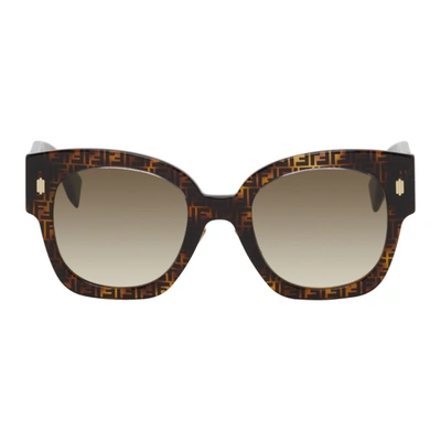 Shop Fendi Brown 'forever ' Roma Sunglasses In 02vm Hvn Pt