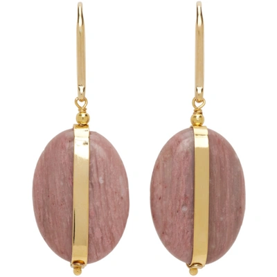 Shop Isabel Marant Gold & Pink Stones Earrings In 40rw Rosewood
