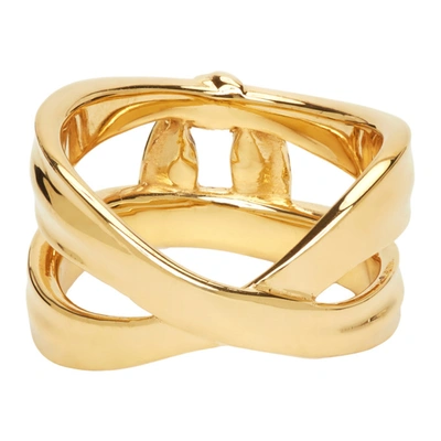 Shop Jean Paul Gaultier Ssense Exclusive Gold Alan Crocetti Edition Double Wrap Bandana Ring In 92-gold