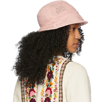 Shop Gucci Pink Crochet Gg Hat In 5972 Pink