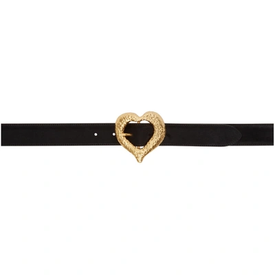 Shop Saint Laurent Black Pony-effect Leather Heart Belt In 1000 Black