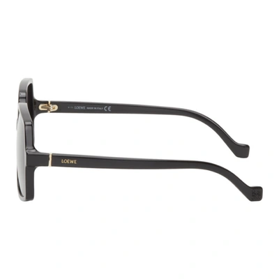 Shop Loewe Black Thin Pentagon Sunglasses In 01a Shiny Black Fron