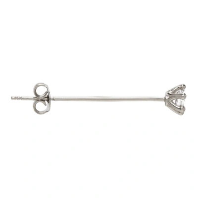 Shop Dheygere Silver Solitaire Pin Earring In Silver/wht