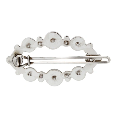 Shop Alexander Mcqueen Silver Pearl & Skull Hair Barrette In 0446 7029