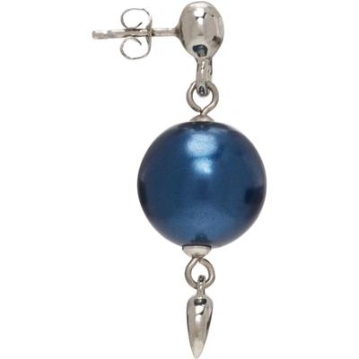 Shop Marine Serre Silver & Blue Hanging Moon Earrings In 06 Cobalt