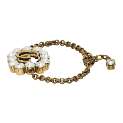 Shop Gucci Gold Crystal Gg Marmont Bracelet
