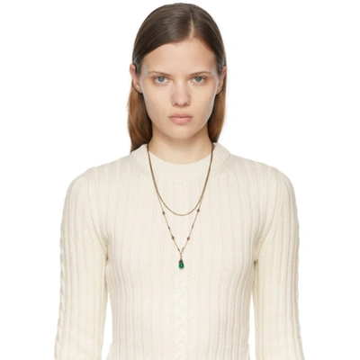 Shop Alexander Mcqueen Gold Seal Signature Double Layer Necklace In 3270 Ant. Gold/em. G