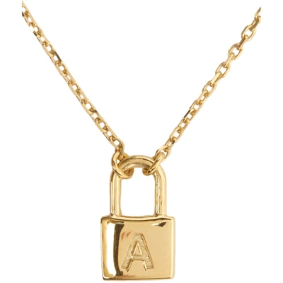 Shop Ambush Gold Petit Series Padlock Necklace In Gold Gold No C