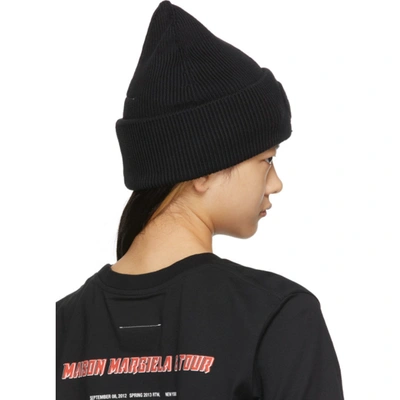 Shop Mm6 Maison Margiela Black '6' Logo Beanie