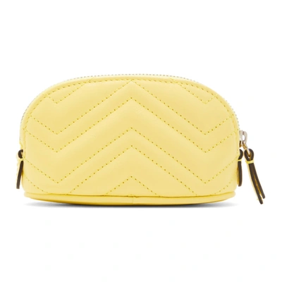 Shop Gucci Yellow Mini Gg Marmont Coin Pouch In 7412 Banana