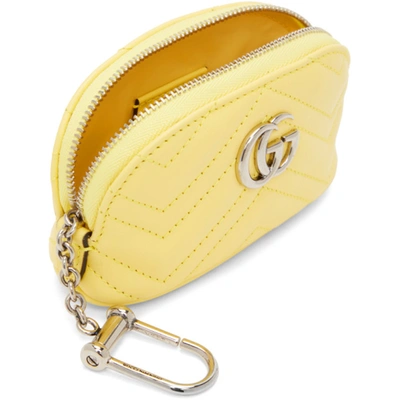 Shop Gucci Yellow Mini Gg Marmont Coin Pouch In 7412 Banana