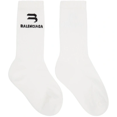 Shop Balenciaga White Glow-in-the-dark Socks In 9060 White/black