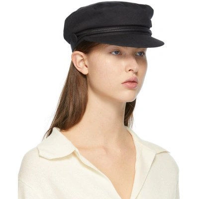 Maison Michel Abby Embellished Wool-felt Cap In Black