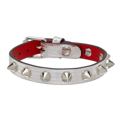 Shop Christian Louboutin Silver Loubilink Bracelet In J289 Nude/s