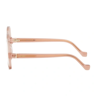 Shop Loewe Pink Thin Oval Glasses In 072 Shiny Transparen