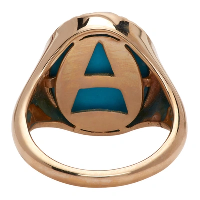 Shop Adina Reyter Gold & Turquoise Oval Snake Signet Ring In Turquoise/diamond